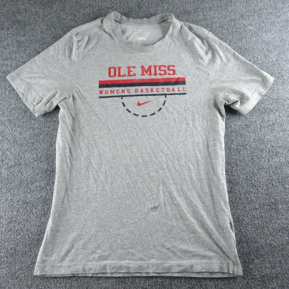 Ole Miss Shirt Womens Medium Gray NCAA Basketball Nike Dri-FIT College Tee